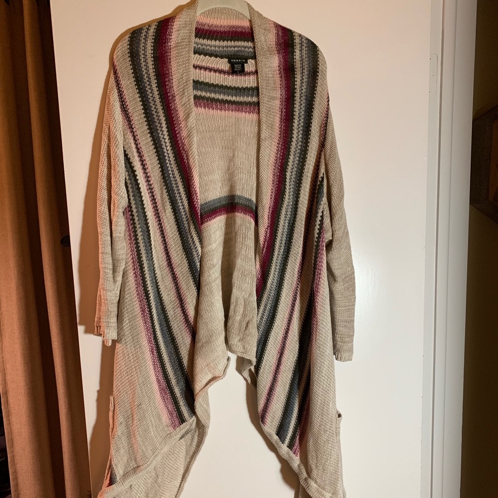 Asymmetrical striped Torrid cardigan